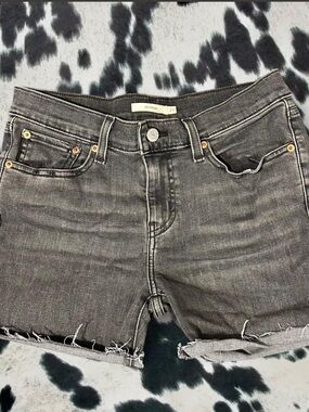 Levi's Black-Grey Denim Cutoff Shorts